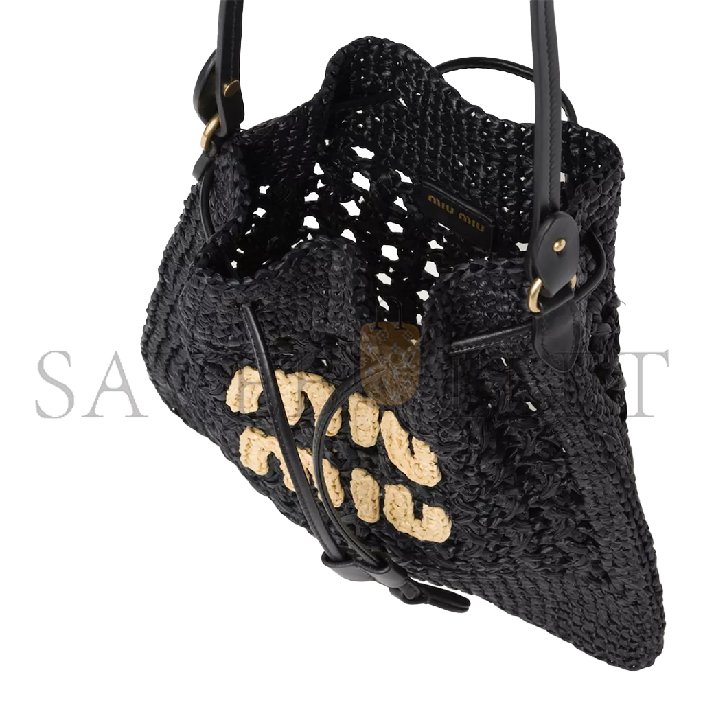 MIU MIU BUCKET BAG IN RAFFIA-EFFECT YARN 5ND016 (23*20cm)